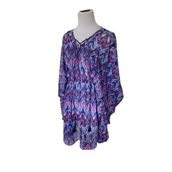 Tommy Bahama Ikat Mirage Lace-Front Tunic Swim Coverup - Picture 8 of 12